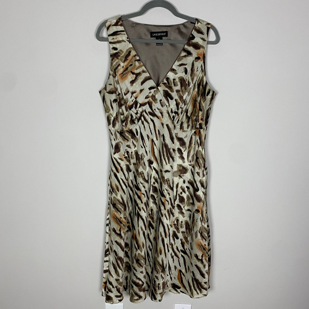 Y2k Lane Bryant Womens‎ Silk Leopard Print Babydoll Slip Dress Mob Wife Size 18